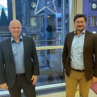 Bürgermeister Eric Leiderer und Stadtrat Manuel Michniok vor der ersten Senatssitzung