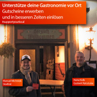 Manuel Michniok mit Heinz Kolb, Gastwirt der Ratsstube