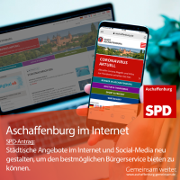 Homepage der Stadt auf Laptop und Handy
